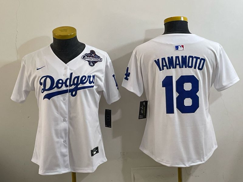 Women 2026 Nike Los Angeles Dodgers #18 Yamamoto White Game MLB Jersey 04->women mlb jersey->Women Jersey